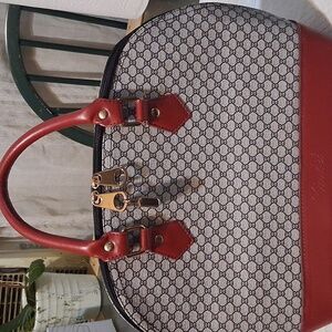 Chic Red and Gray Satchel